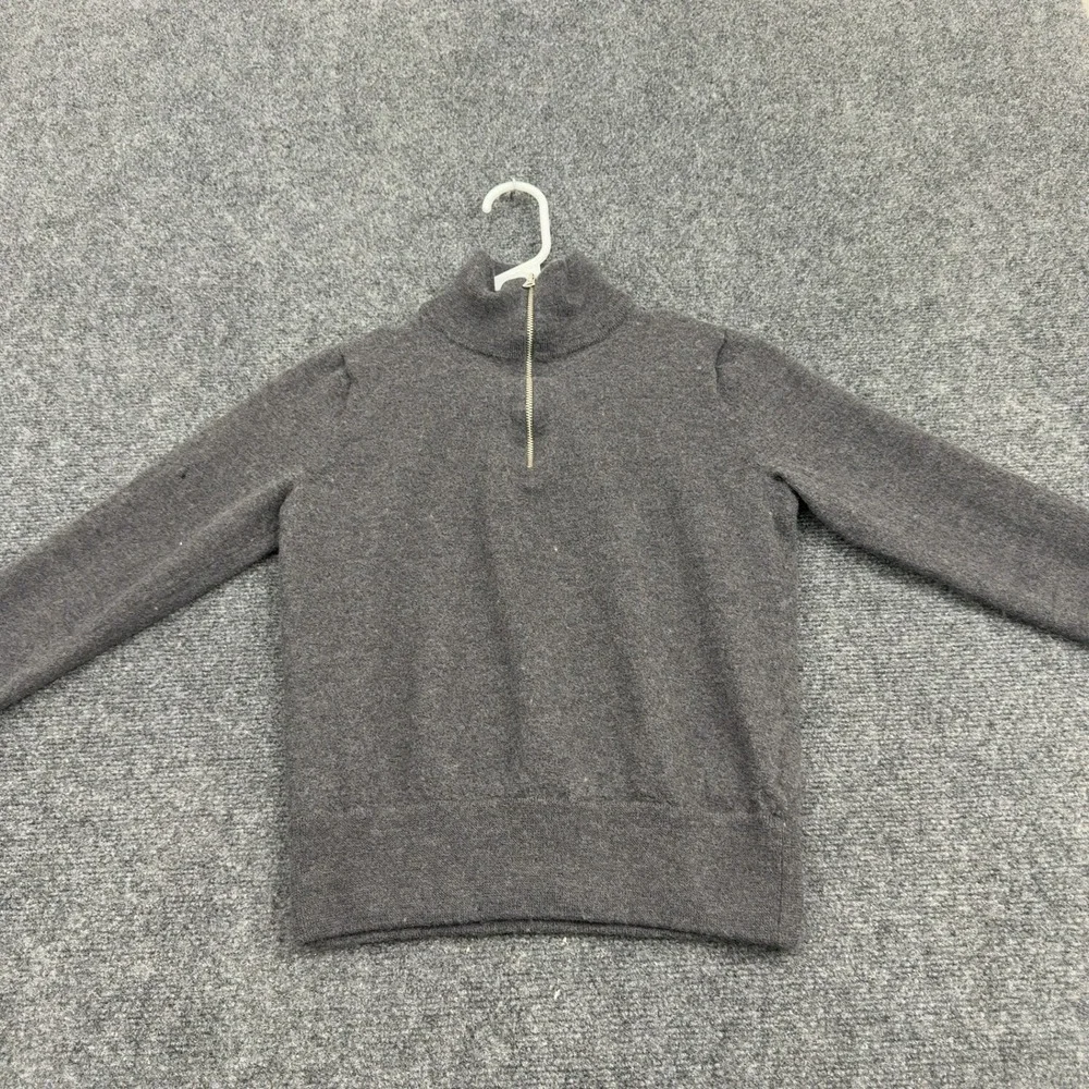 J Crew Sweater Mens M Grey Merino Wool Quarter Zip Slim Fit Casual Preppy